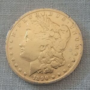 1890 Gold Plated Silver Morgan US Dollar Coin Collectible Vintage 90% Silver